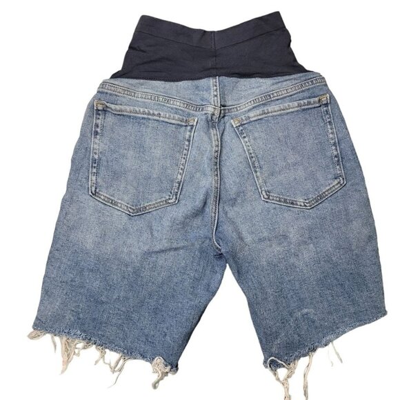 Old Navy Maternity Jean Shorts Distressed Denim‎ Stratch Belly Top Womens 6 - Picture 4 of 7